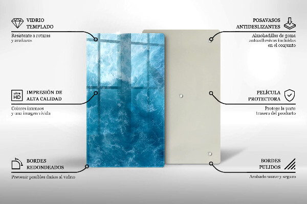 Induction hob protector Blue water