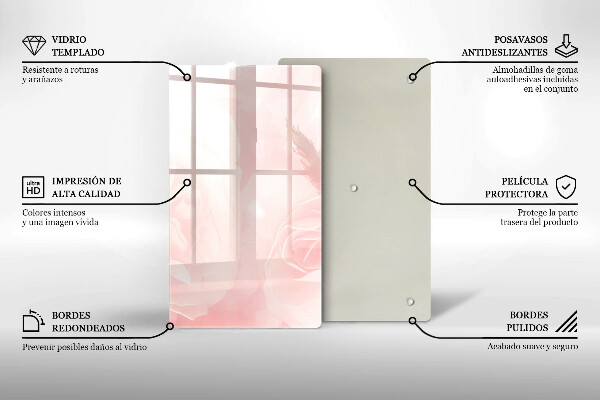 Induction hob protector Pastel background roses