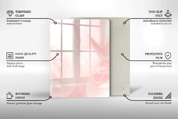 Induction hob protector Pastel background roses