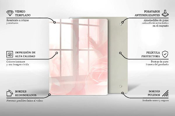 Induction hob protector Pastel background roses