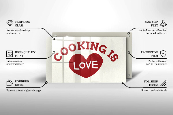 Kitchen worktop saver The inscription Cooking is love