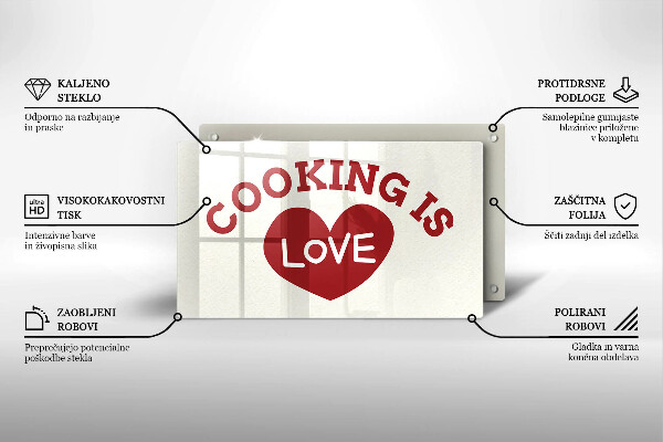 Kitchen worktop saver The inscription Cooking is love