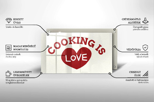 Kitchen worktop saver The inscription Cooking is love