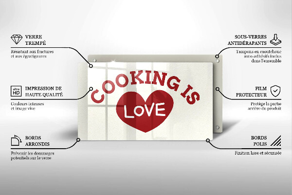 Kitchen worktop saver The inscription Cooking is love