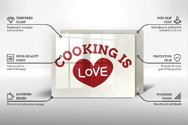 Kitchen worktop saver The inscription Cooking is love