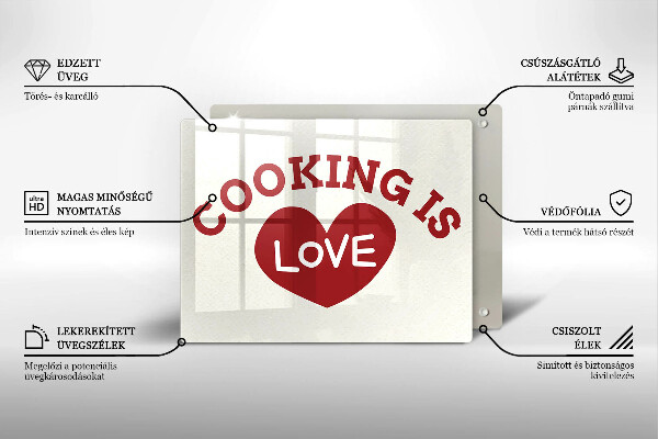 Kitchen worktop saver The inscription Cooking is love