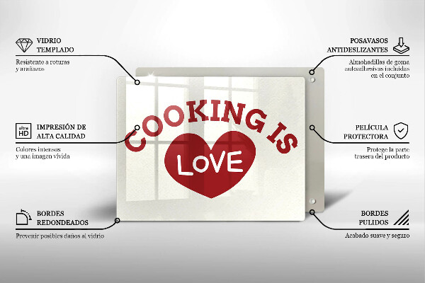 Kitchen worktop saver The inscription Cooking is love