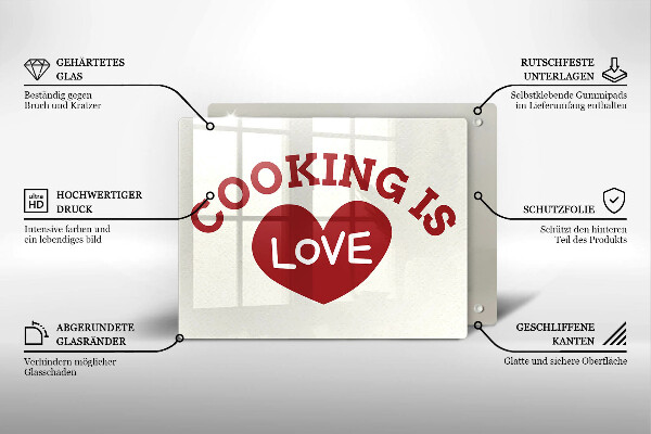 Kitchen worktop saver The inscription Cooking is love