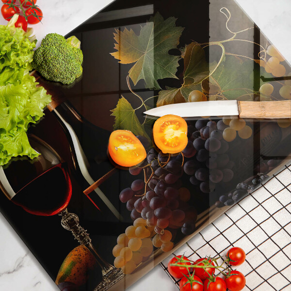 Kitchen worktop saver A glass of wine and grapes