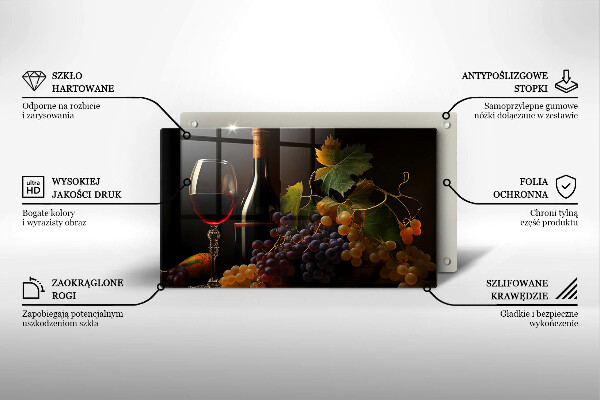 Kitchen worktop saver A glass of wine and grapes