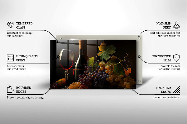 Kitchen worktop saver A glass of wine and grapes