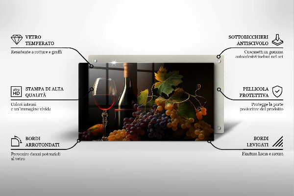 Kitchen worktop saver A glass of wine and grapes