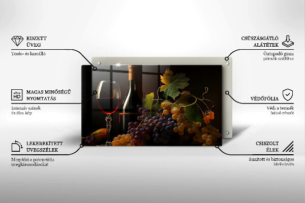 Kitchen worktop saver A glass of wine and grapes