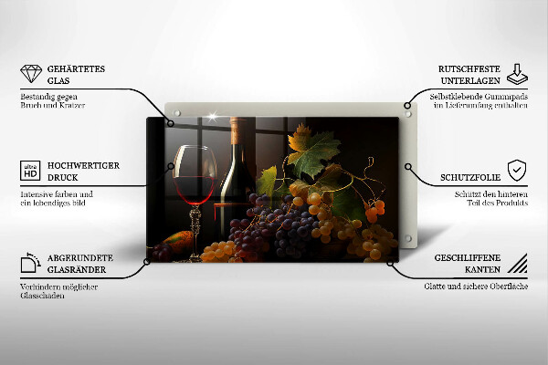 Kitchen worktop saver A glass of wine and grapes