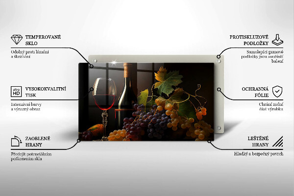 Kitchen worktop saver A glass of wine and grapes