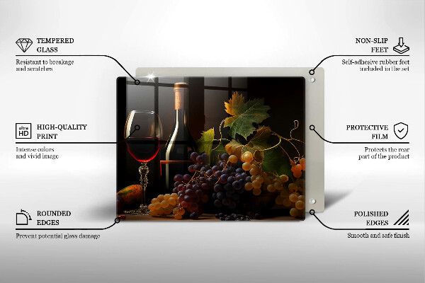 Kitchen worktop saver A glass of wine and grapes