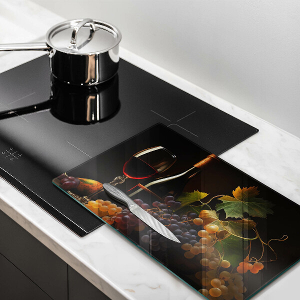 Kitchen worktop saver A glass of wine and grapes