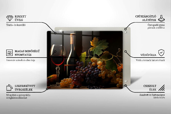 Kitchen worktop saver A glass of wine and grapes