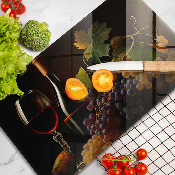 Kitchen worktop saver A glass of wine and grapes