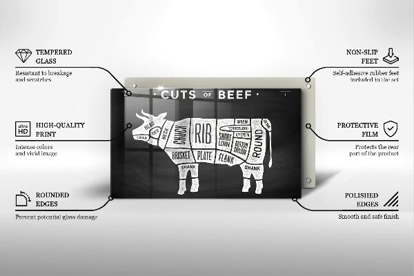 Kitchen worktop saver Cow meat beef