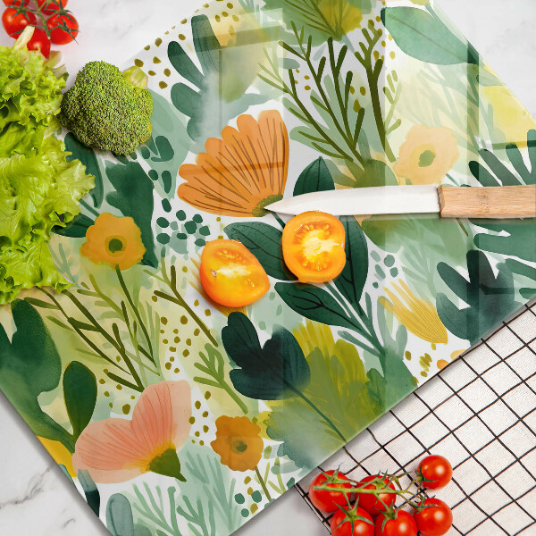 Kitchen worktop saver Painted flowers