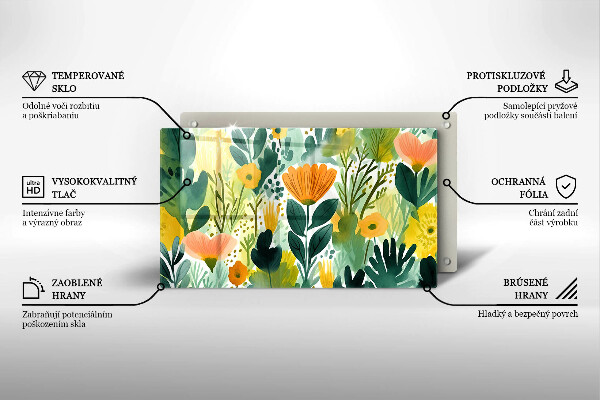 Kitchen worktop saver Painted flowers