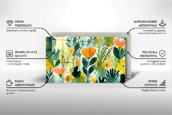 Kitchen worktop saver Painted flowers