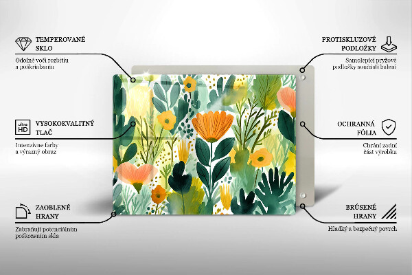 Kitchen worktop saver Painted flowers