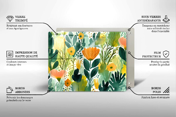 Kitchen worktop saver Painted flowers