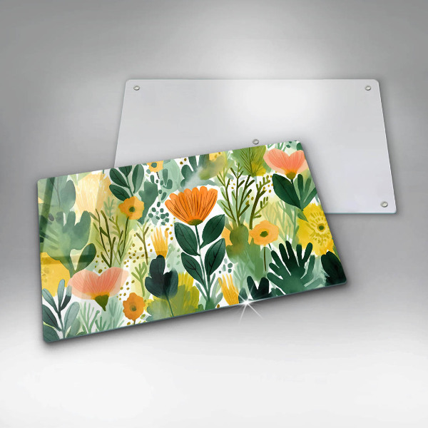 Kitchen worktop saver Painted flowers
