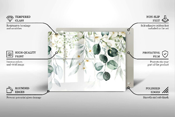 Kitchen worktop saver Watercolor plants