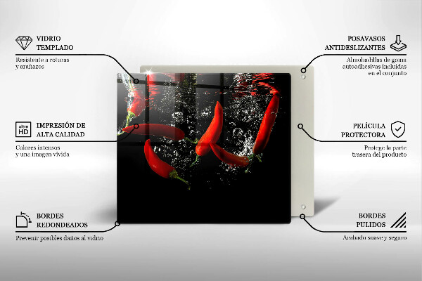 Kitchen worktop saver Chili peppers in water