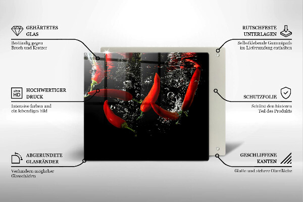 Kitchen worktop saver Chili peppers in water