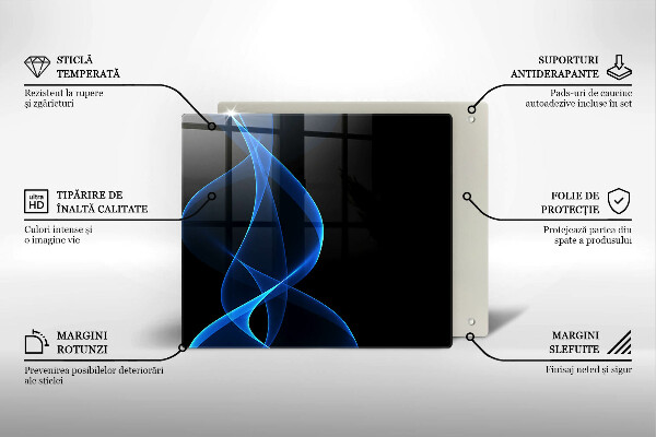 Worktop heat protector Blue smoke lines