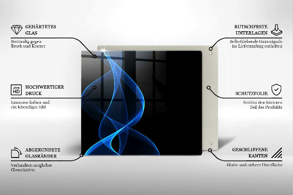 Worktop heat protector Blue smoke lines