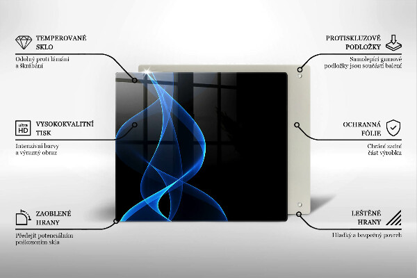 Worktop heat protector Blue smoke lines