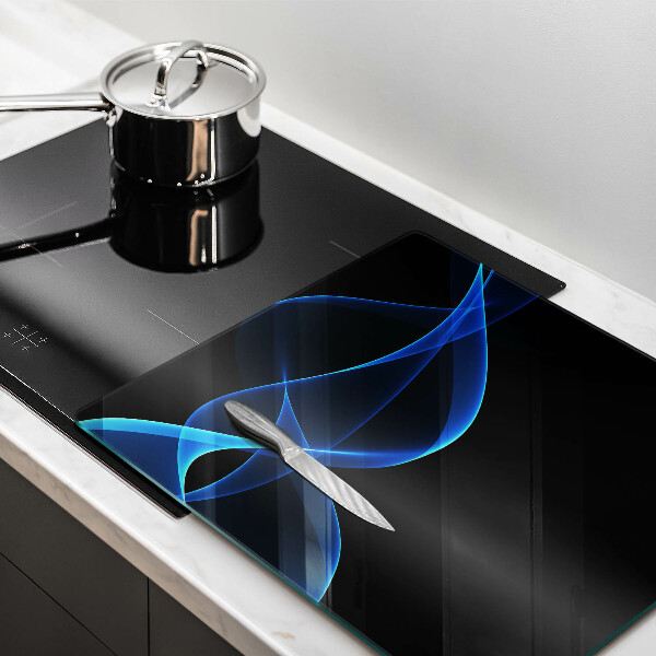 Worktop heat protector Blue smoke lines
