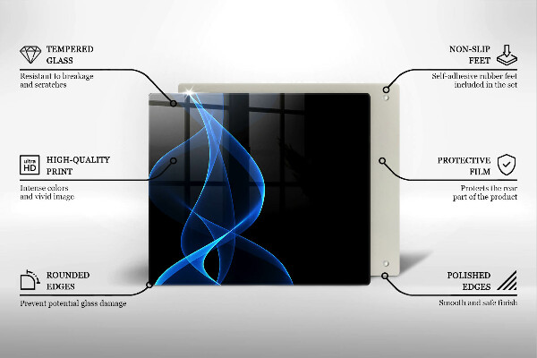 Worktop heat protector Blue smoke lines