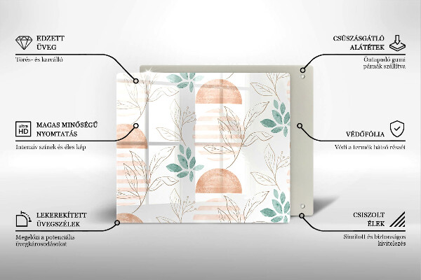 Kitchen worktop saver Boho pattern leaves