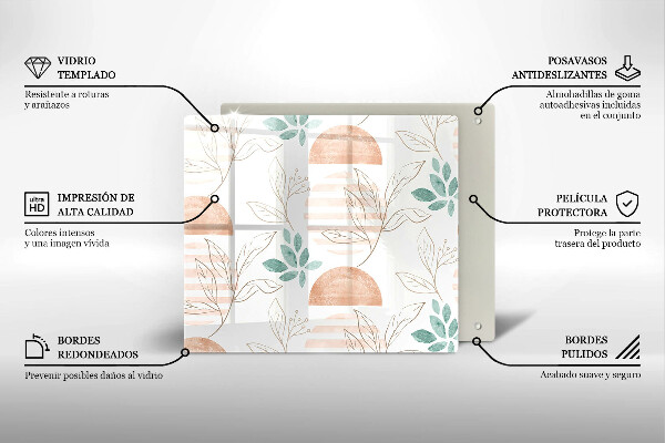 Kitchen worktop saver Boho pattern leaves