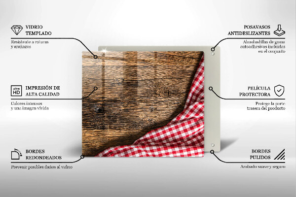 Glass kitchen board Wooden table