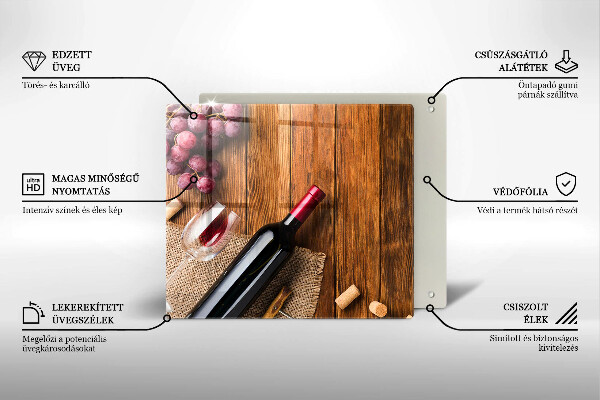 Glass kitchen board A bottle of red wine