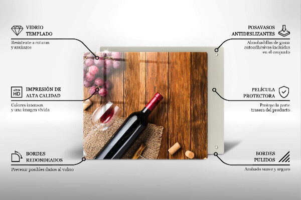 Glass kitchen board A bottle of red wine