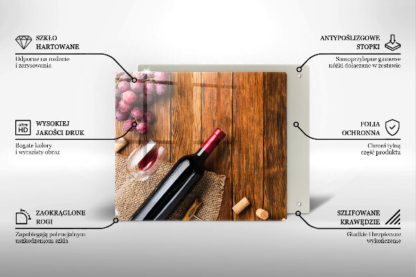 Glass kitchen board A bottle of red wine