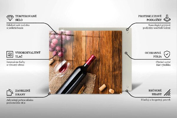 Glass kitchen board A bottle of red wine