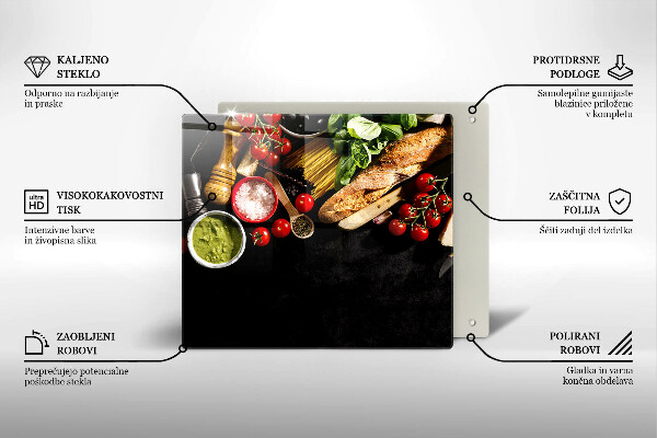 Glass kitchen board Italian ingredients and spices