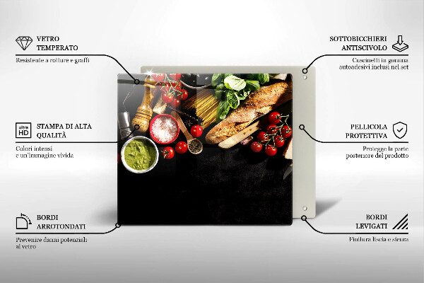 Glass kitchen board Italian ingredients and spices