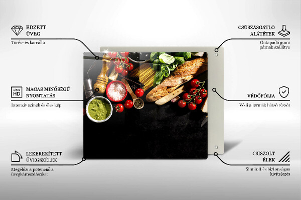 Glass kitchen board Italian ingredients and spices