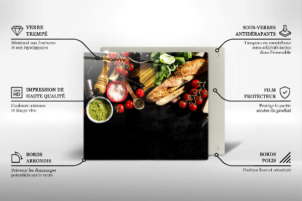 Glass kitchen board Italian ingredients and spices