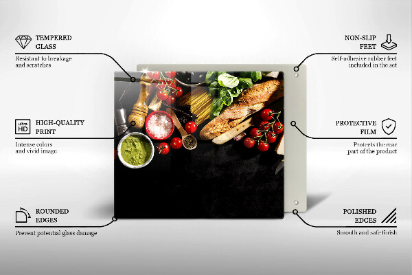 Glass kitchen board Italian ingredients and spices